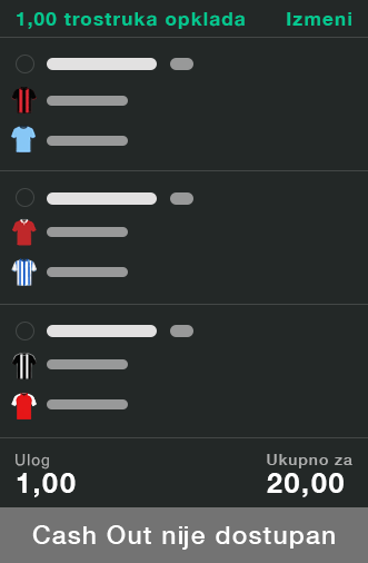Cash Out nije dostupan
